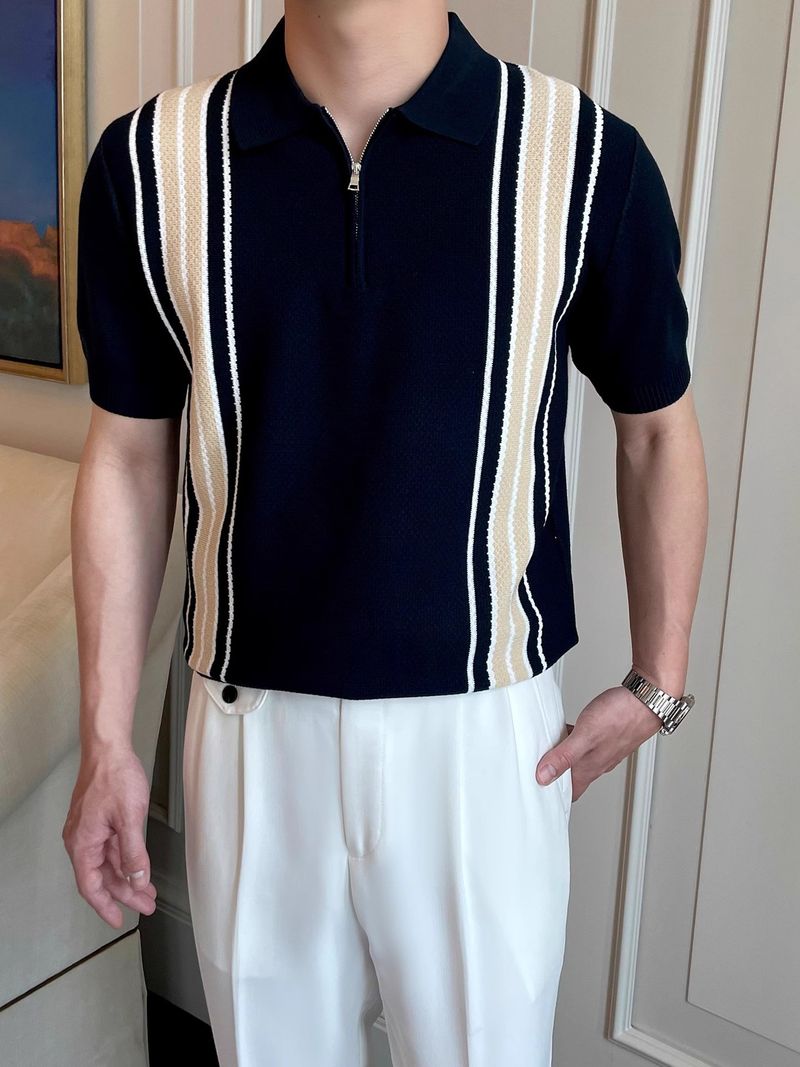 Herrenbekleidung Leichtes Luxus-High-End-Kurzarm-Poloshirt für Herren_voghion.com