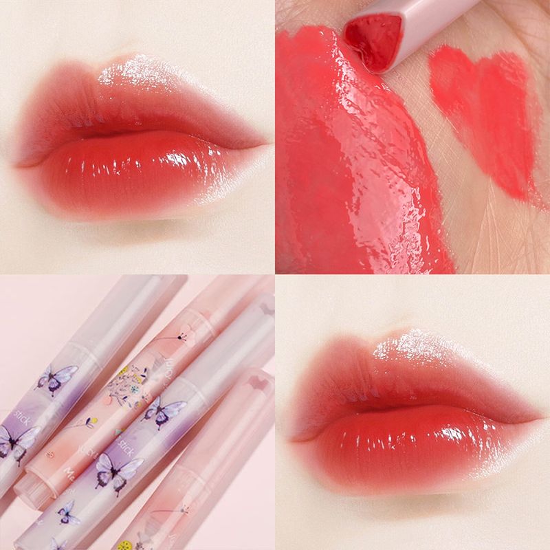 kleur Tranparent lip vlinder liefde jelly spiegel liptick waterdicht lijmvrije cup liptick transparant Koreaanse tick tick_voghion.com