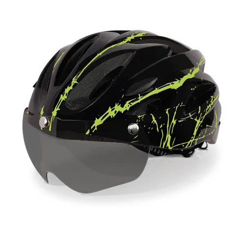 Casco da bici integrato con visiera - Casco da ciclismo leggero e ventilato, design monoblocco stampato, protezione UV, occhiali antivento inclusi_voghion.com