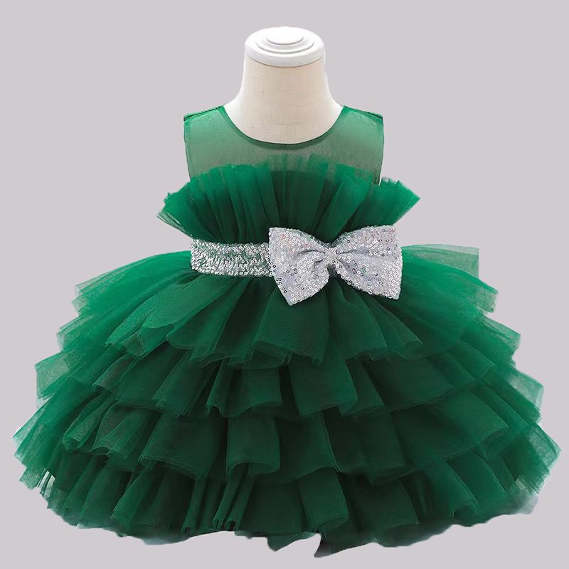 Gyerekruházat Bolyhos tüll hercegnő ruha Születésnapi buli Elegáns estélyi ruha Virágkötős lány ruha_voghion.com