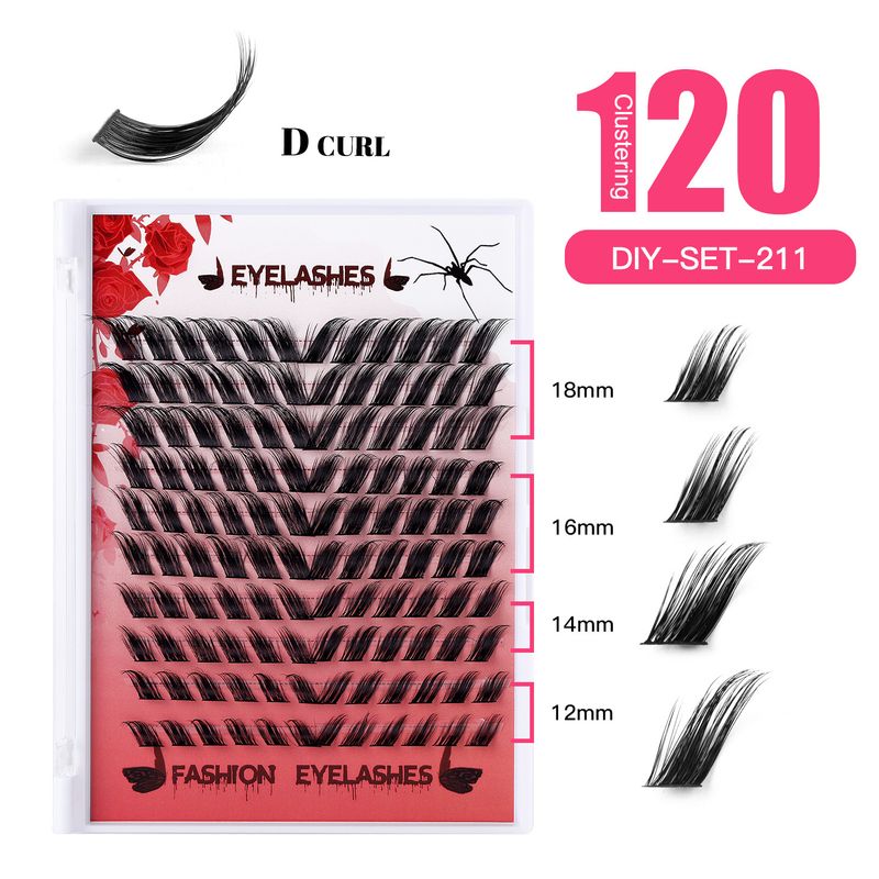 False Eyelashes New Large Capacity DIY Segmented Eyelashes Oblique Flying Fox False Eyelashes Dense Simulation 12 18mm Eyelashes_voghion.com