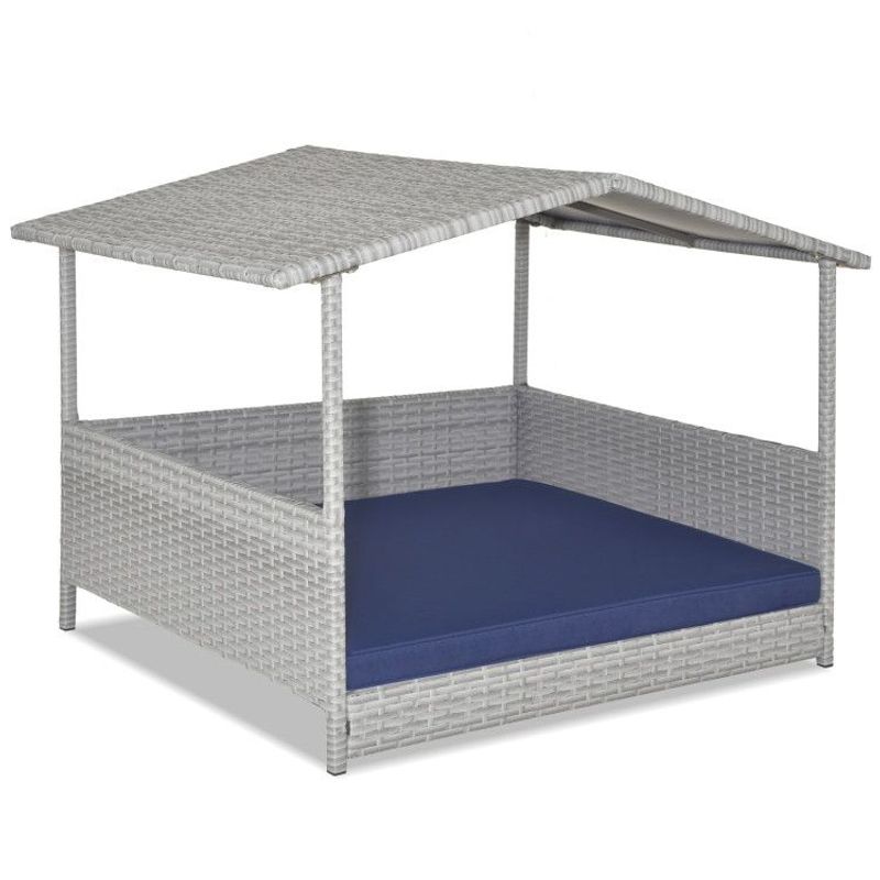 Wicker Dog House With Waterproof Roof And Washable Cushion Cover_voghion.com