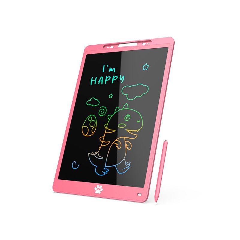 Tableta de escritura LCD de 16 pulgadas: pizarra de dibujo de pantalla grande para niños con diseños de osos y ciervos de dibujos animados, bloc de dibujo borrable de colores (rosa/azul)_voghion.com