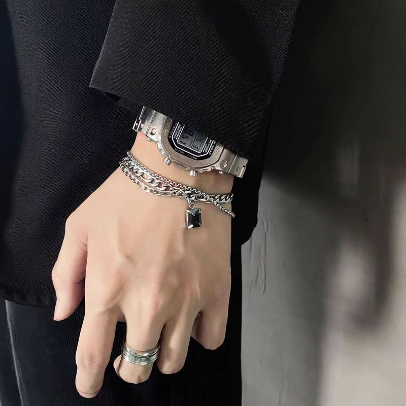 Black Diamond Multi Layer Necklace For Men And Women, High End Design, Titanium Steel Hip Hop Clavicle Necklace, Non Fading Female_voghion.com