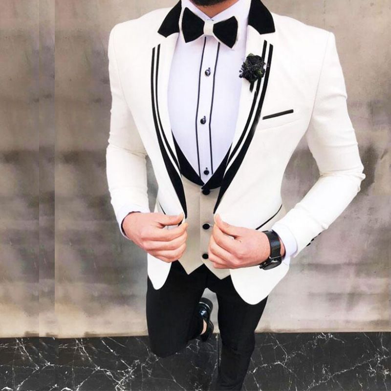 Men's Business Casual suit Men mix groom best man three-piece suit banquet wedding suit_voghion.com