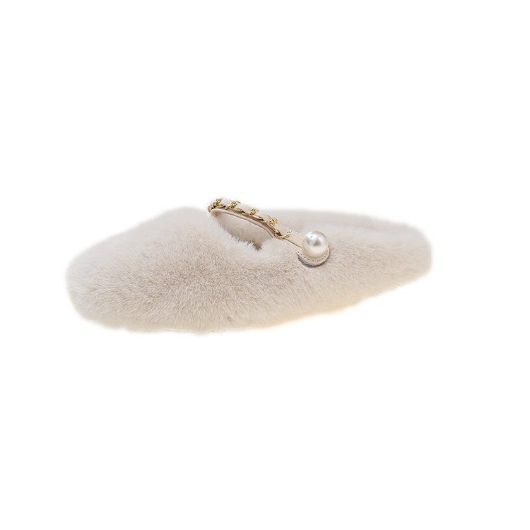 Plakanas apakšas Mary Jane ikdienas pūkainas čības sievietēm 2024. gada ziemai, jauna silta korejiešu versija, mājas plīša kokvilnas mops_voghion.com