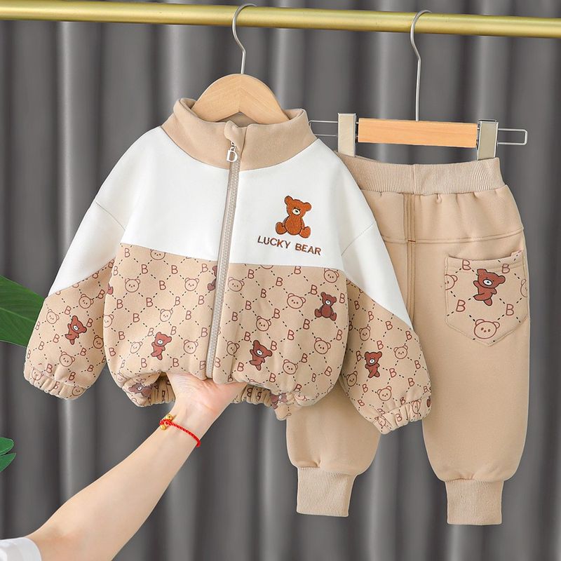 Winter Boys' Two Piece Plush Foreign Style Children's Set Baby and Infant Cool Coat_voghion.com