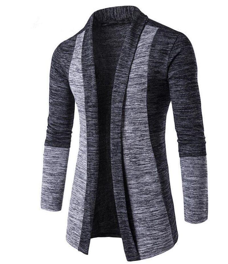  Men's Sweater Men's Cardigan Patchwork Clashing Knit Sweater Peplum Cardigan_voghion.com