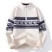 Pure Half-Zip Knitted Men, Autumn And Winter New Christmas Sweater, Thickened Warm Half-Turtleneck Pullover Sweater For Men_voghion.com