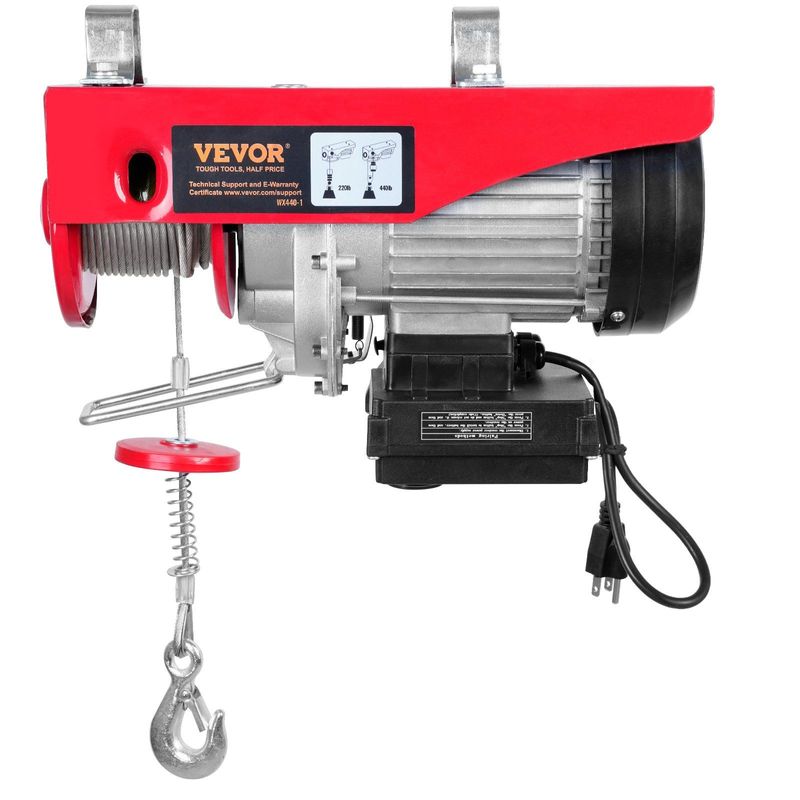 VEVOR Wireless Electric Hoist, 440 Lbs 110V Electric Steel Wire Winch With Wireless Remote Control, 40ft Single Cable Lifting Height & Pure Copper Motor, For Garage Warehouse Factory_voghion.com