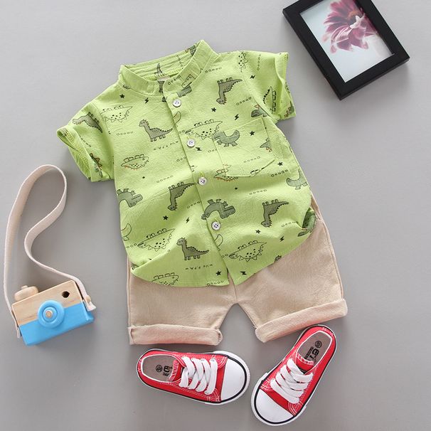 Mutter & Kinder Junge Baby Kurzarm Anzug Kinder Sommer Personalisierte Hemd Shorts Zwei Stück Anzug_voghion.com