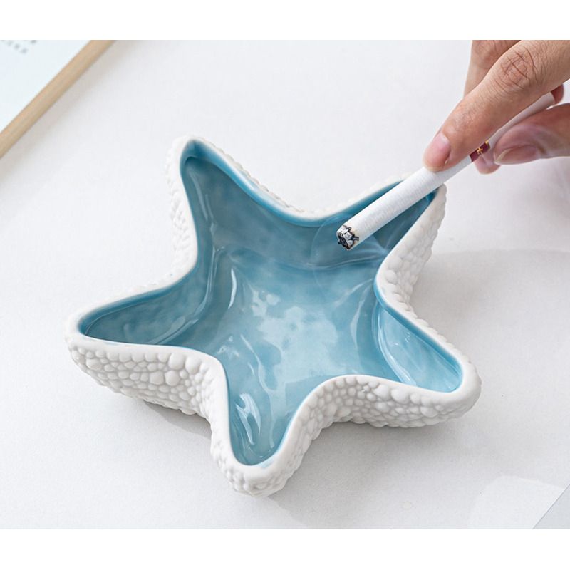 Ashtray Creative Personality Trendy Fashion Anti-Flying Ash Home Living Room Nordic Starfish INS Style Ceramic Ornament_voghion.com