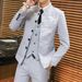 ForMen Japanese Retro High School Crane Embroidery Stand Collar Set Casual Two-Piece Small Suit Men's Jacket_voghion.com
