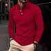 2024 Spring and Autumn Polo Shirt New Fashionable Collar Three Button Long Sleeve Solid Color Men's Top_voghion.com