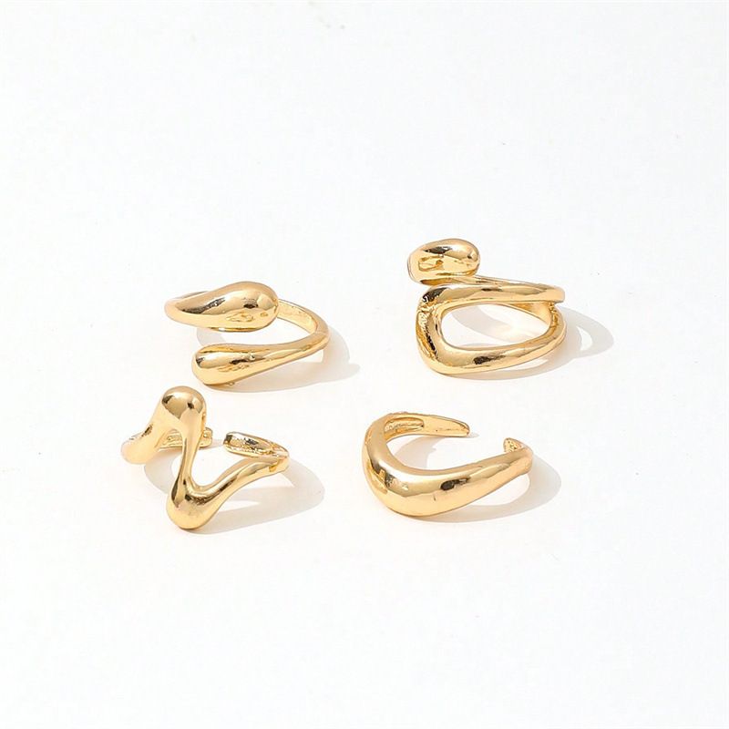 Anillo de dedo para mujer, estilo hip hop, con diseño geométrico irregular y liso, joyería de mano muy vendida_voghion.com