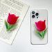 Minimalist Phone Airbag Holder With Small Fresh Tulip Flower Back, Stable Instagram Style And Niche Finger Ring Buckle_voghion.com