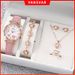 Set da 6 orologi al quarzo con cinturino a farfalla tempestato di diamanti + set di cuori rosa_voghion.com