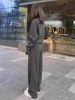 Ensemble de sport décontracté européen pour femmes en automne et en hiver, nouvelle version coréenne, design ample, pull épais_voghion.com