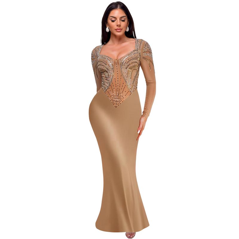 Damenbekleidung Hot Diamond Einfarbig Langarm Kleid Neu_voghion.com