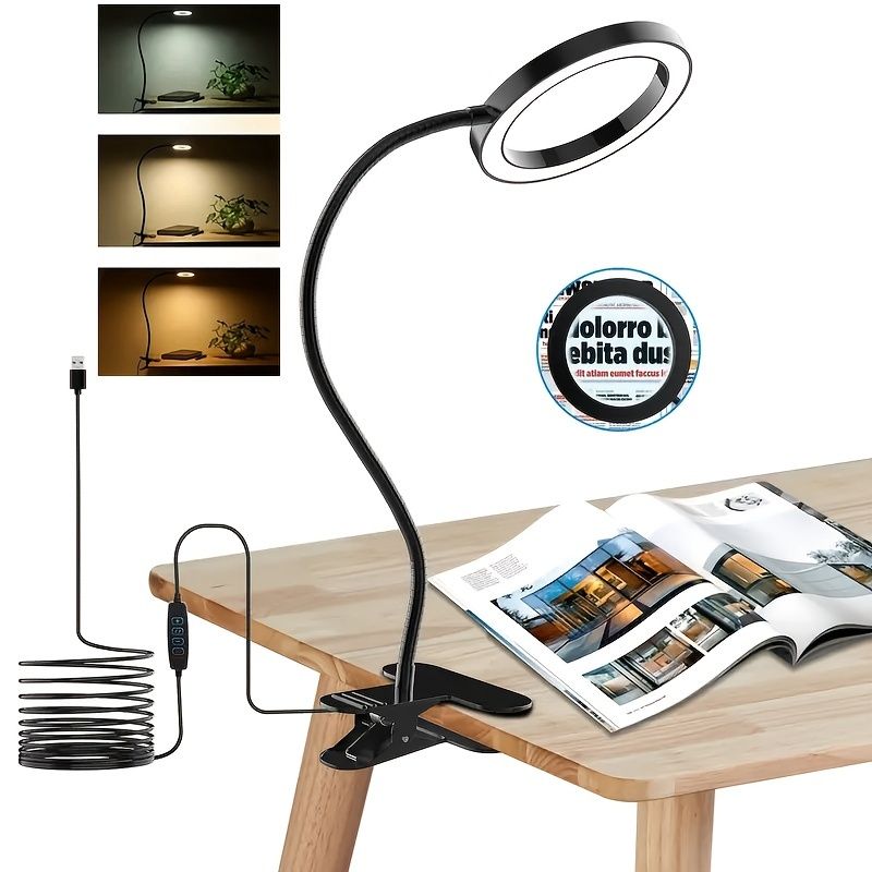 1 Stück 10-fache Lupenlampe mit Klemme – 3 Farbmodi und 10 Helligkeitsstufen – perfekt für Naharbeit, Lesen, Heimwerken und Reparaturen._voghion.com
