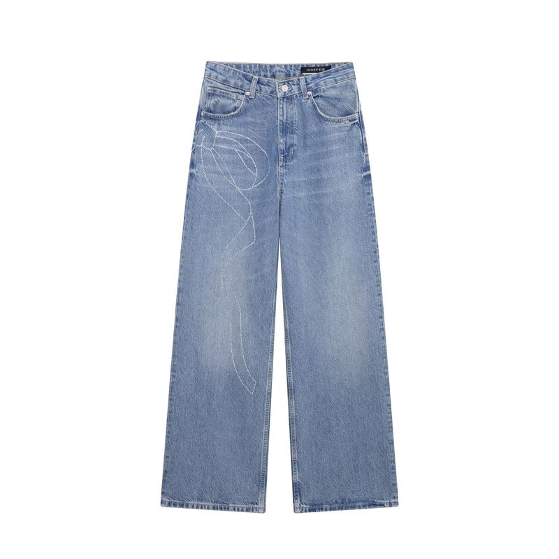 Herrenbekleidung Set aus Jeansjacke mit Glitzer-Strasssteinen und Hose mit hoher Taille – trendiges Streetwear-Outfit für Damen, Frühling 2025, Mode, Party- und Freizeitkleidung_voghion.com