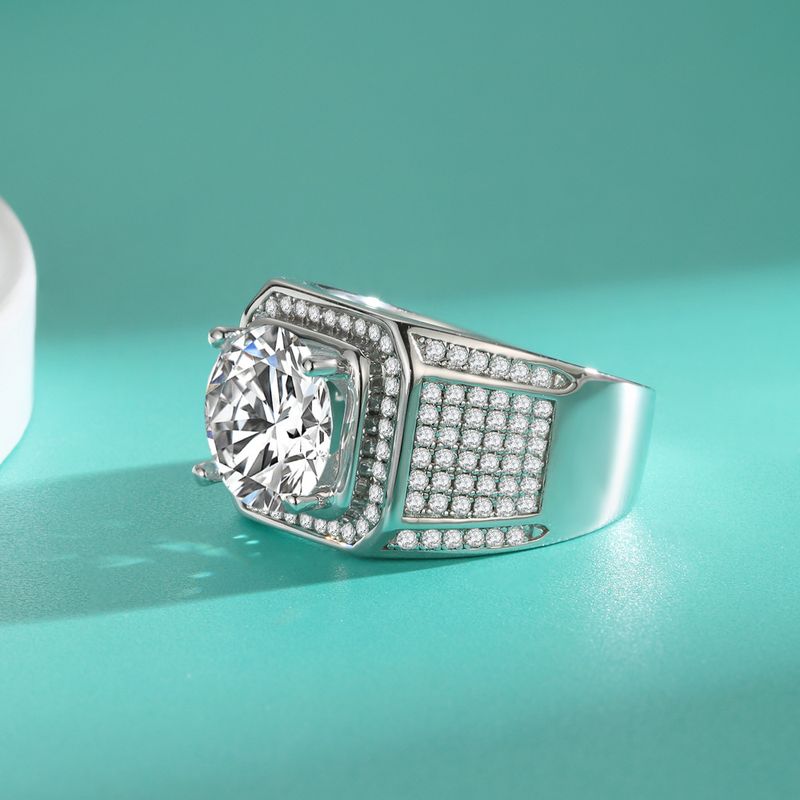 Großer Herrenring aus Sterlingsilber voller Sterne, 10 Karat Moissanit, dominanter Herrenring, stimmungsvolles Geschenk für den Freund_voghion.com