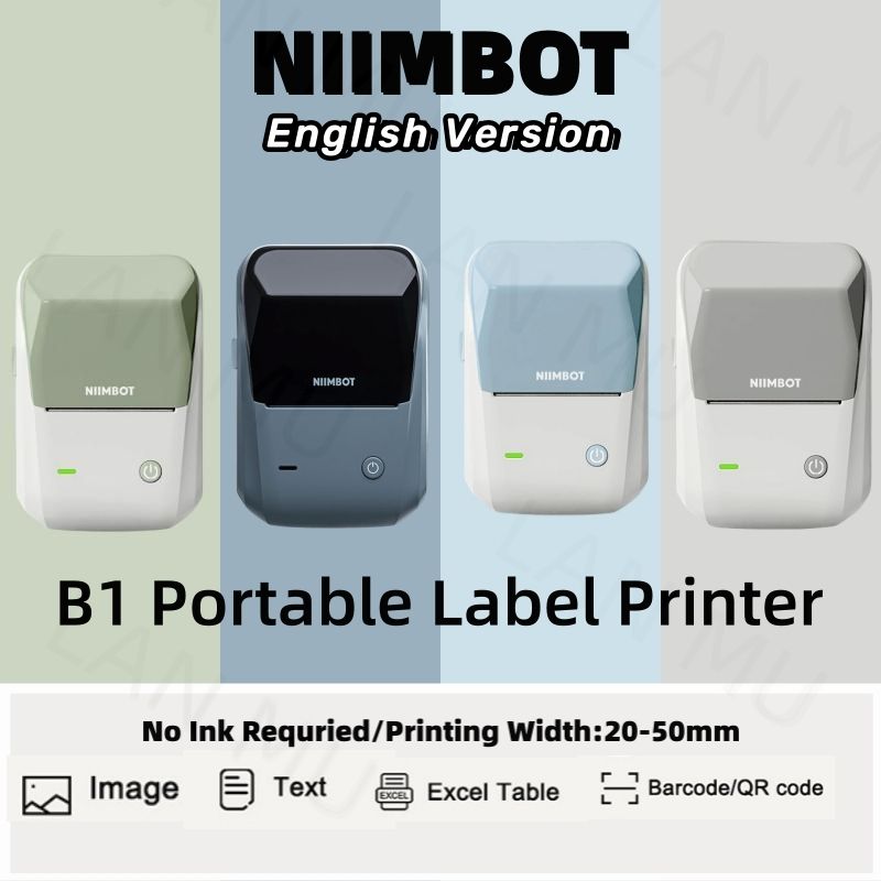 Niimbot B1 Engels label Draagbare draagbare thermische printer Mini barcode QR-code Sticker Papier Kleur Rollen Maker Kabel_voghion.com