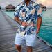 Roupas masculinas, camisa de verão, casual, solta, manga curta, shorts, praia, terno, impressão 3D_voghion.com