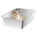 Stainless Steel Open Litter Box Extra Large Deepened Anti-Splash Cat Toilet Flat Bottom Square Basin Canteen Tray_voghion.com