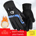 All-Net Ski Gloves Men Winter Warm Cycling Cold-Proof Women Electric Bike Windproof Thickened Fleece-Lined - Black Blue_voghion.com