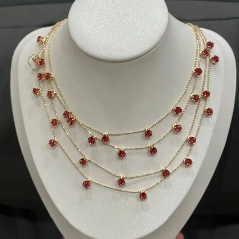 【 2108 People Collection 】 High End Multi-layer Colored Zircon Necklace 2024 New Light Collarbone Chain Niche_voghion.com