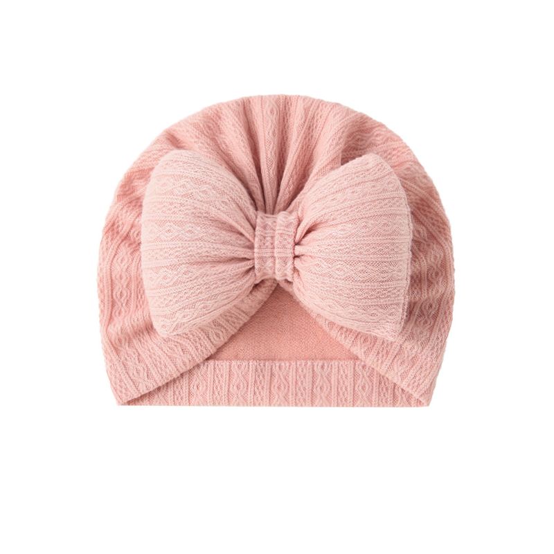 Nyfødte turbanhatte til piger Drenge Stor sløjfe Babyhat Småbørn Børn Beanie Bomuld Blød spædbørnshættetilbehør 7 farver_voghion.com