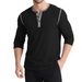Herren Retro Henley Shirt – Langarm Colorblock Pullover mit 3-Knopf-Leiste (Weiß/Schwarz/Karmesinrot/Marineblau/Mehrfarbig, S-XXL)_voghion.com
