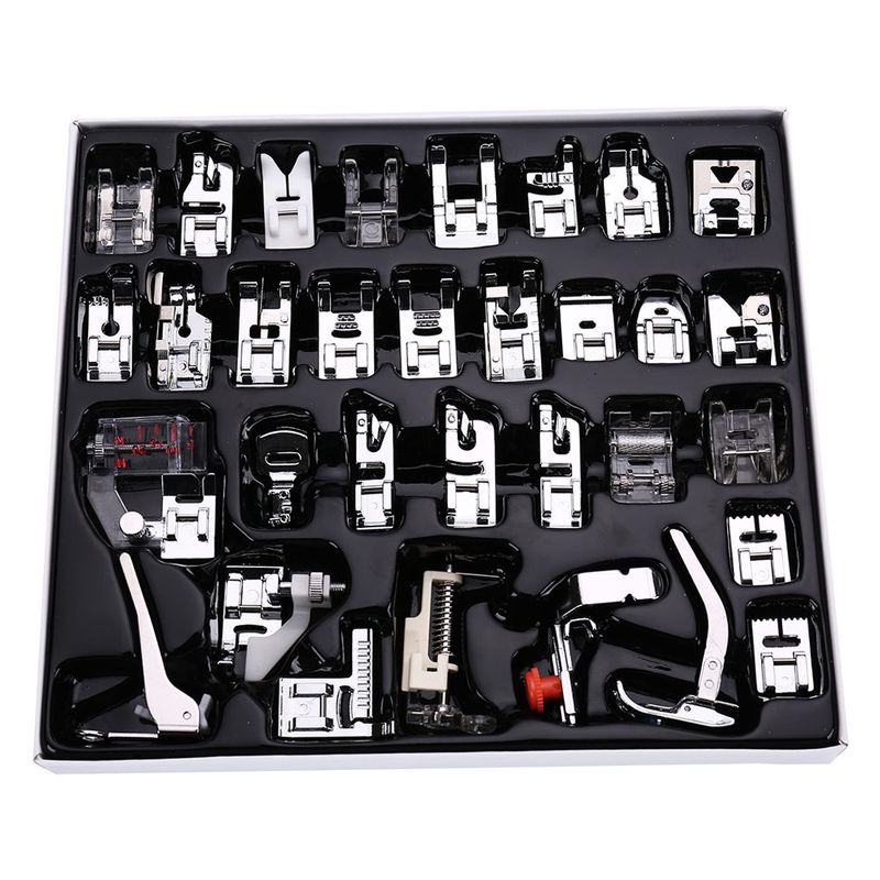 32pcs/Set Sewing Machine Presser Foot For Brother Singer Kit Braiding Blind OverLock Zipper Ruler Parts With Box_voghion.com