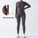 Cross-Border Autumn Winter Threaded Zipper Yoga Without Chest Pad Sports Training Tight Jumpsuit With Thumb Holes_voghion.com