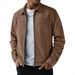 Men's Clothing Suede Fleece Casual Jacket - Lightweight Slim Fit Long Sleeve Coat, Versatile Outerwear For Fall & Winter (Black Grey, Olive Green)_voghion.com