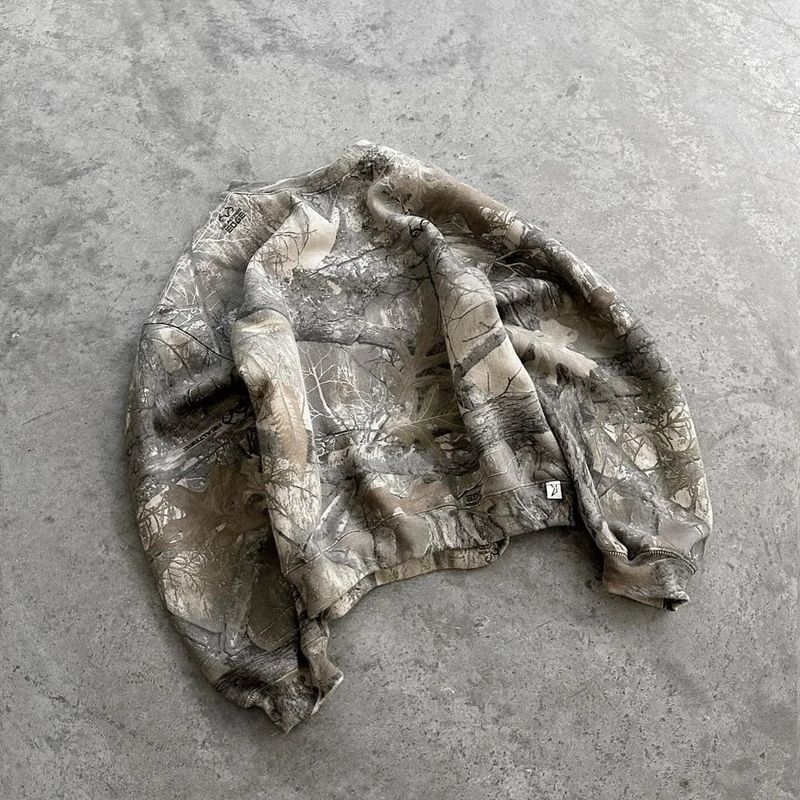 Erkek Giyim Akimbo Kamuflaj Y2K Sokak Retro Stil Unisex Bol Kapşonlu Sweatshirt Ve Eşofman Altı_voghion.com