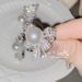 SIsi high end dewdrop flower gemstone pearl ring plated  shell bead geometric noble lady temperament niche ring_voghion.com