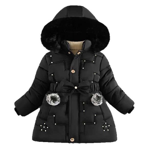 Cappotto invernale lungo foderato in pile per bambine (3-8 anni) – Giacca imbottita spessa e alla moda con cappuccio staccabile_voghion.com