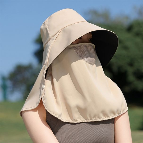 Protezione solare LazyZoom con protezione per il collo, visiera staccabile, protezione UV, cappello da pescatore a tesa larga, cappello parasole per_voghion.com