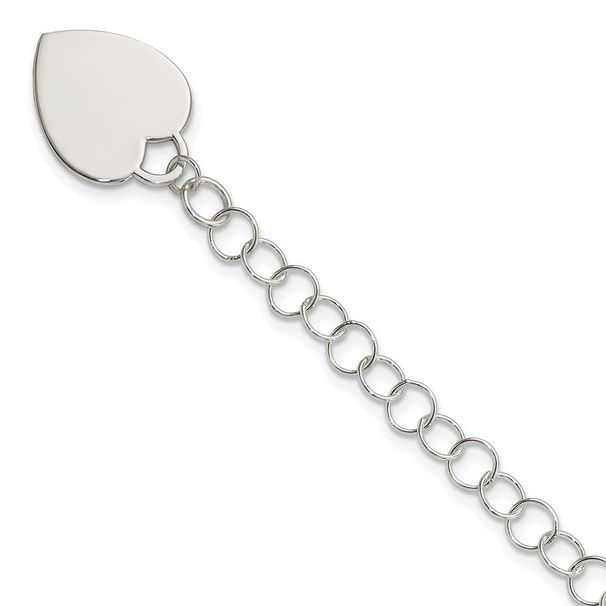 Sterling Silver Engraveable Heart Bracelet_voghion.com