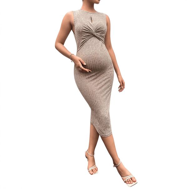 European And American Breastfeeding Maternity Dress Amazon Sleeveless Hollow Maternity Dress Elegant Slim Mid Length Maternity Dress_voghion.com
