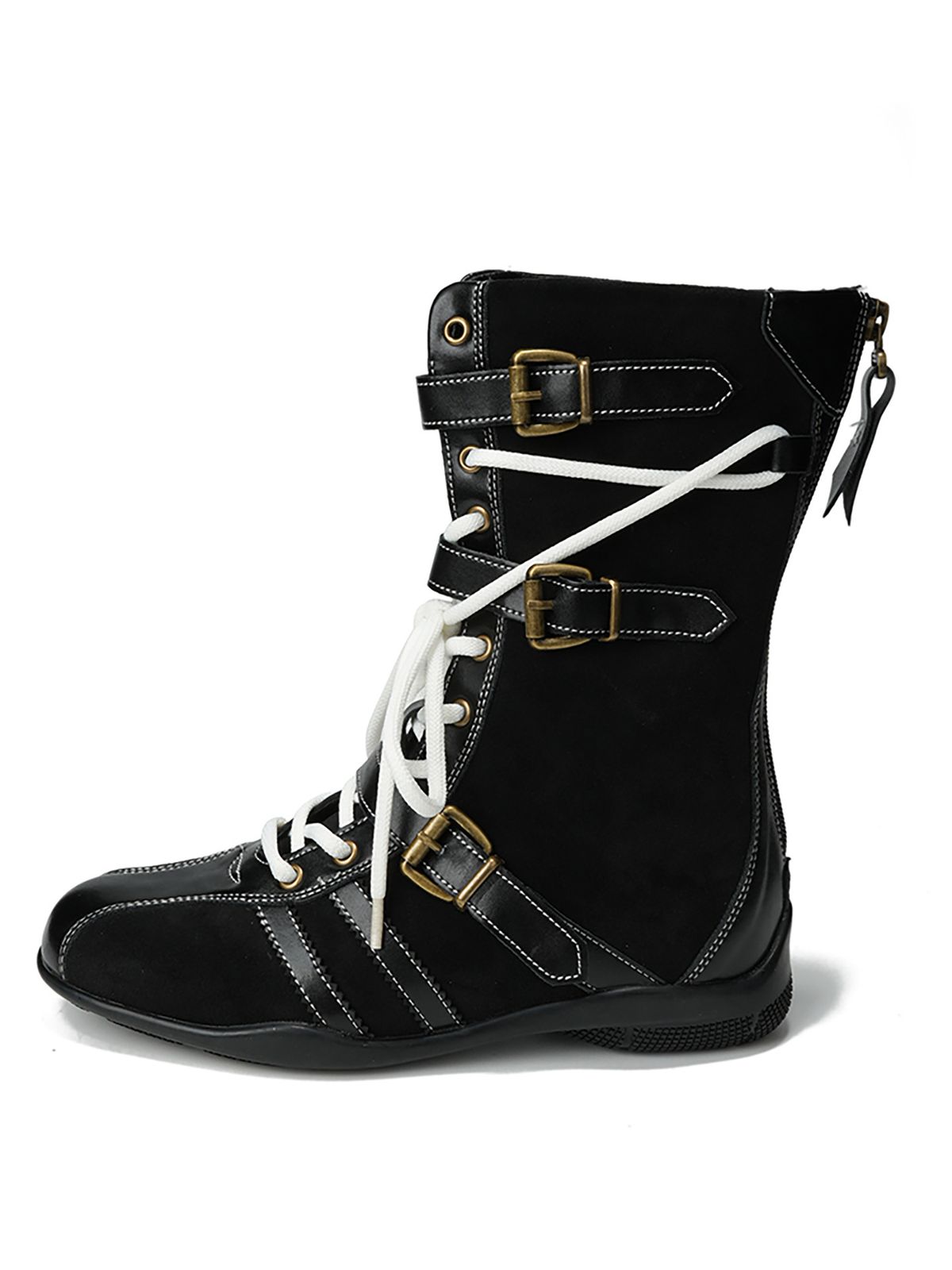 Kadın Boks Botları Koyun Derisi Versiyonu ~ 5 cm Gizli Topuklu, Arkası Fermuarlı Martin Botları, Batı Av Ördeği ile Kadınlar İçin Niş Düz Kemer Boks Botları_voghion.com