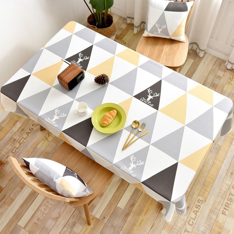 PVC Tablecloth - Waterproof & Heat-Resistant Dining Table Cover (Thickened Oil-Proof Wipe-Clean Rectangle Scandi Style)​_voghion.com