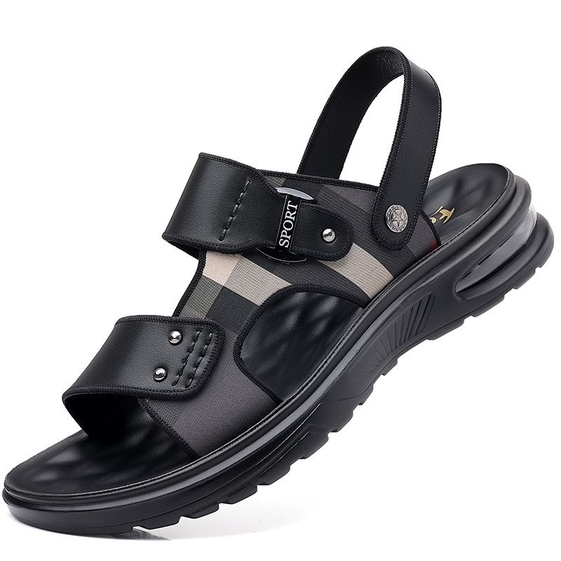 SHLIANG Men's Open Toe Shoes Sandals Non-slip Men Slippers Breathable Two Uses Male Summer Outdoor Beach Shoes S130A_voghion.com
