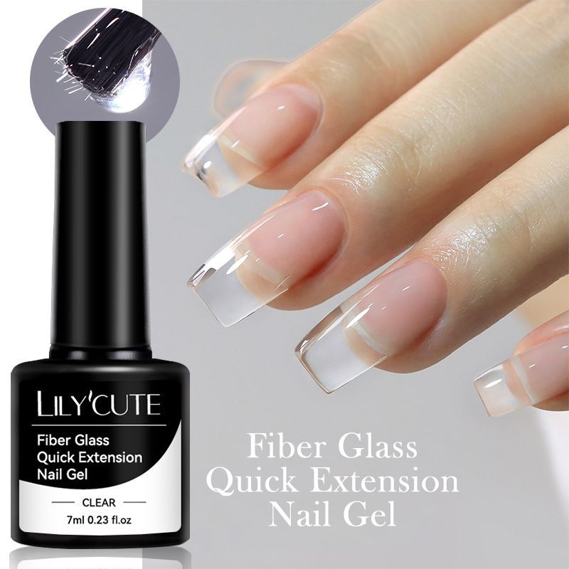 Nail Fiber Extension Liquid With Glass Fiber Thread - Paperless UV Gel Extender | No-Form Nail Extension Kit For Strong & Flexible Nails_voghion.com