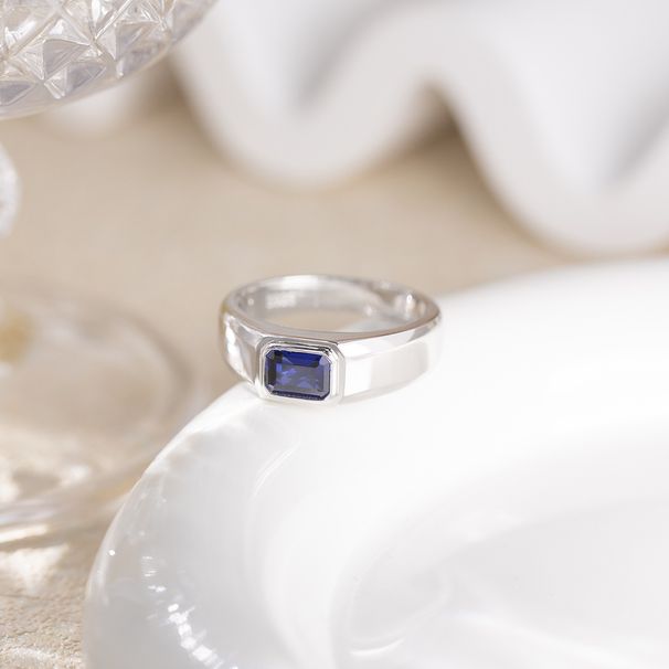 Anello da uomo Yuntong Jewelry in argento S9235, semplice e alla moda, con smeraldo blu_voghion.com