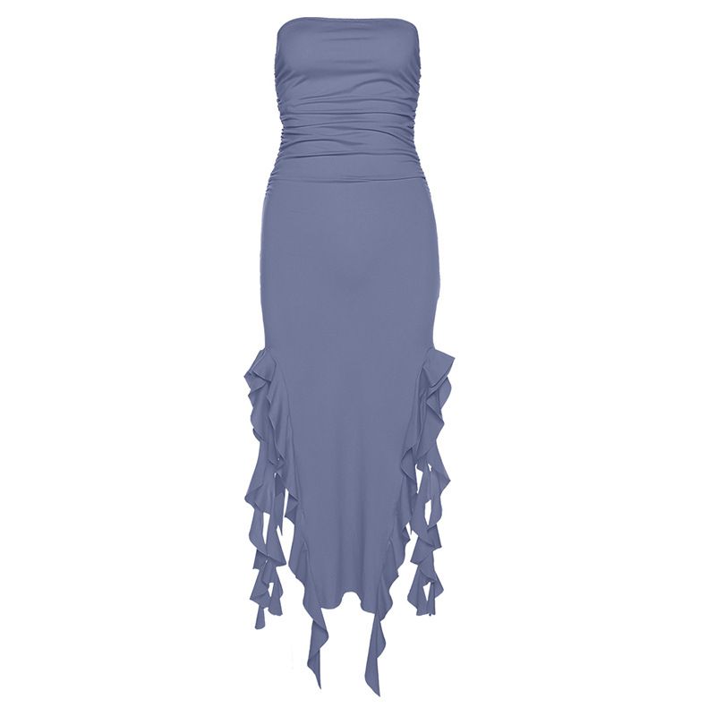 Abbigliamento Donna Primavera Tendenza Moda Donna Nuovo Top a Tubino Monospalla con Fianchi Avvolti Abito Slim Irregolare_voghion.com