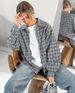 Verve 2025 Spring And Autumn New Gray Elegant Plaid Oversized Loose Turn-down Collar Shirt Fashion Women's Clothing_voghion.com