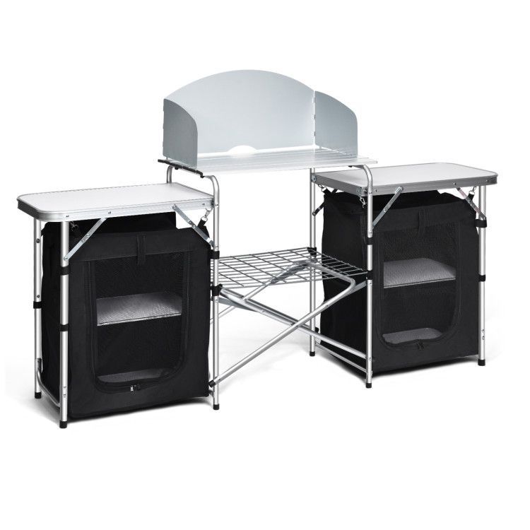 Folding Camping Table With Storage Organizer_voghion.com